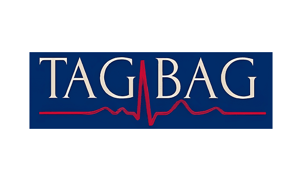 Tag Bag logo with heartbeat design.