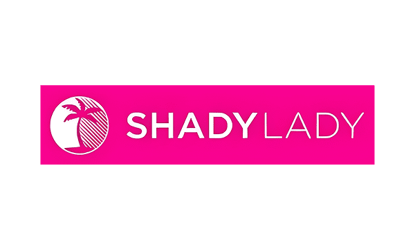 Shady Lady logo with palm tree icon.